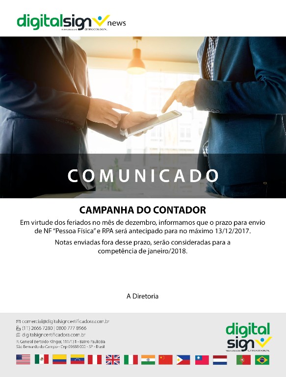 Comunicado: Campanha Contador