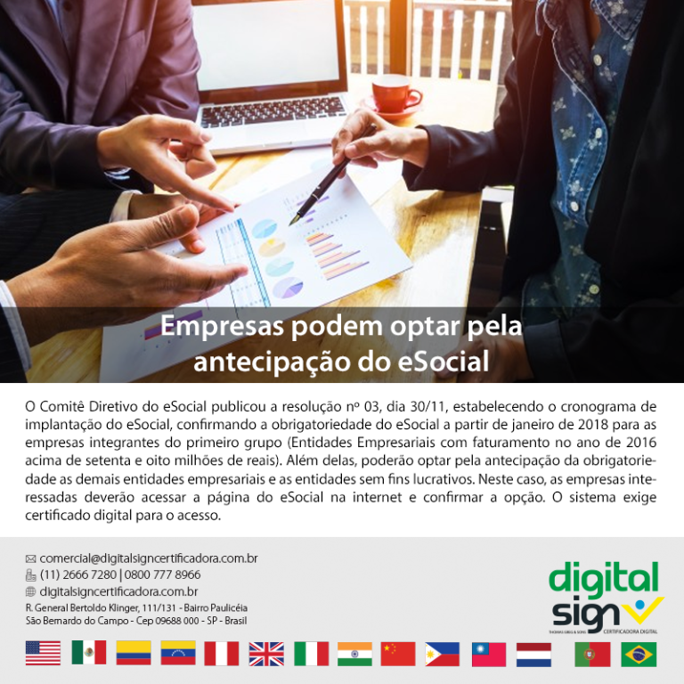 Empresas podem optar pela antecipação do eSocial